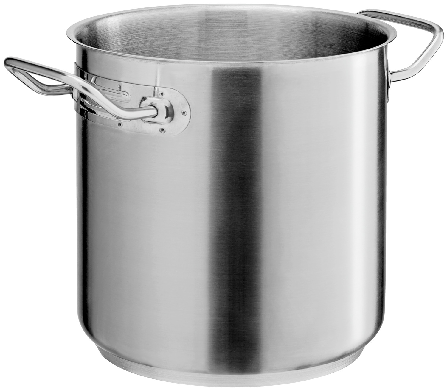 VEGA LUSINI Solutions GmbH Soup pot Professional Suppentopf Professional Soup pot Professional; 6.3 l, 20x21 cm (ØxH); silver; round Suppentopf Professional; 6.3 l, 20x21 cm (ØxH); silber; rund Matt brushed soup pot made of chrome-nickel stainless steel 18/10, with pouring rim for drip-free pouring. Spot welded solid handles prevent you from getting burned when lifting. Thick stainless steel bottom with 6 mm aluminum in sandwich technique for better heat conduction and storage. Suitable for all types of stoves. Supplied without lid. Suitable for dishwasher. Matt gebürsteter Suppentopf aus Chrom-Nickel-Edelstahl 18/10, rostfrei, mit Schüttrand zum tropffreien Ausgießen. Punktgeschweißte, massive Griffe verhindern, dass man sich beim Anheben verbrennt. Dicker Edelstahlboden mit 6 mm Aluminium in Sandwich-Technik für eine bessere Wärmeleitung und -speicherung. Für alle Herdarten geeignet. Lieferung ohne Deckel. Spülmaschinengeeignet.