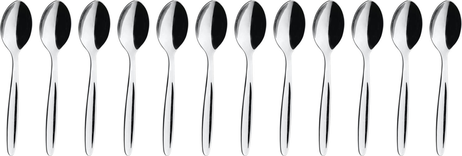 Set de 12 linguri pentru mocha/espresso VEGA Fortuna, otel inoxidabil 18/0 cromat, finisaj oglinda, argintiu, 11.3 cm