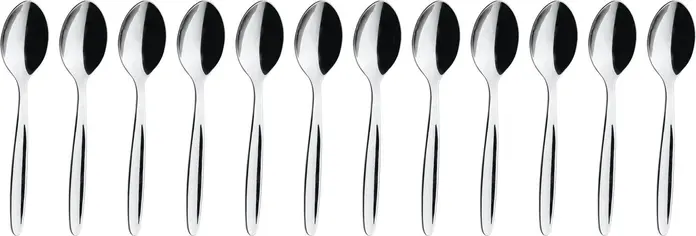 Set de 12 linguri pentru mocha/espresso VEGA Fortuna, otel inoxidabil 18/0 cromat, finisaj oglinda, argintiu, 11.3 cm