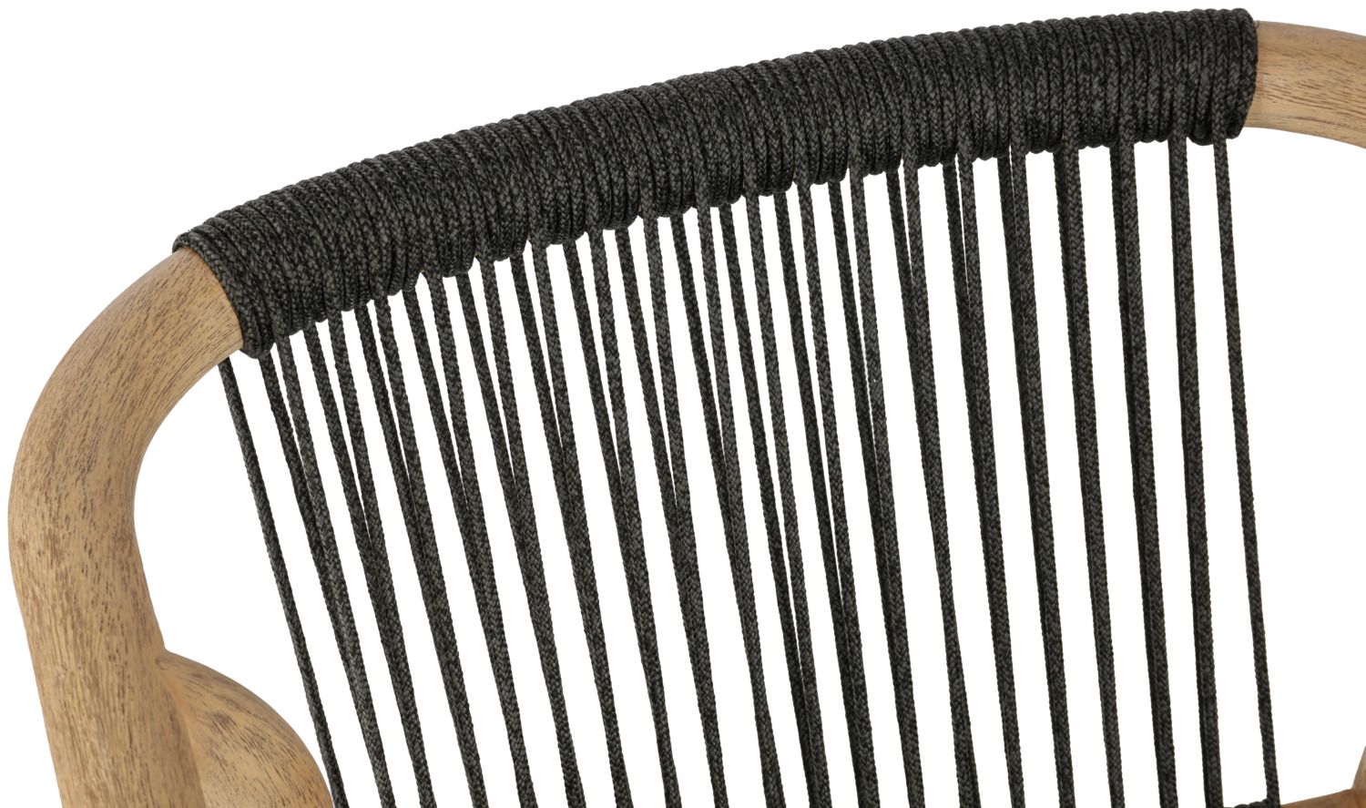VEGA Kando Outdoor Catering Chair, Anthracite, FSC-certified Eucalyptus Wood Frame, Rope Wicker Seat and Back, Weatherproof, UV-resistant, Stackable, 58x58x75 cm