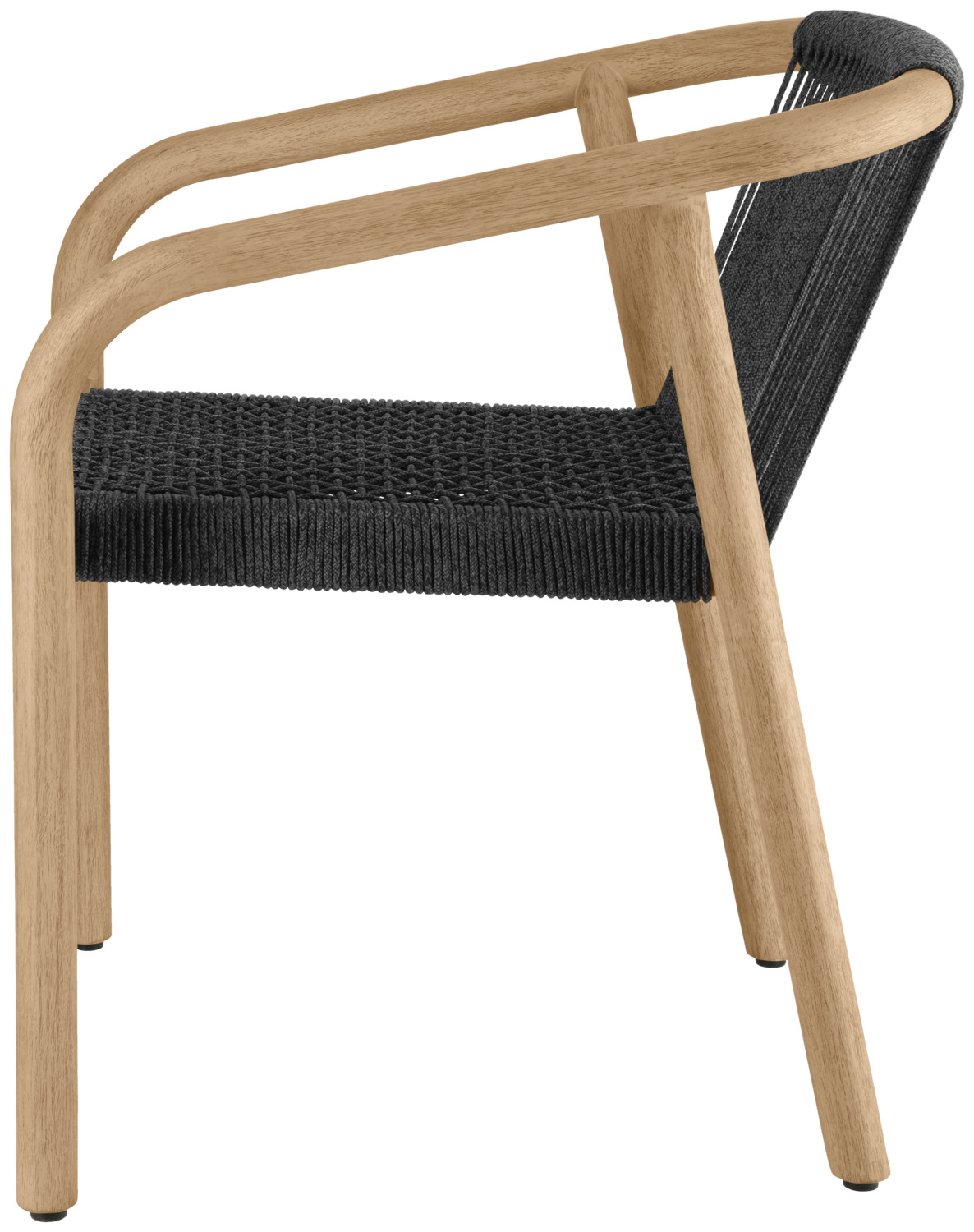 VEGA Kando Outdoor Catering Chair, Anthracite, FSC-certified Eucalyptus Wood Frame, Rope Wicker Seat and Back, Weatherproof, UV-resistant, Stackable, 58x58x75 cm