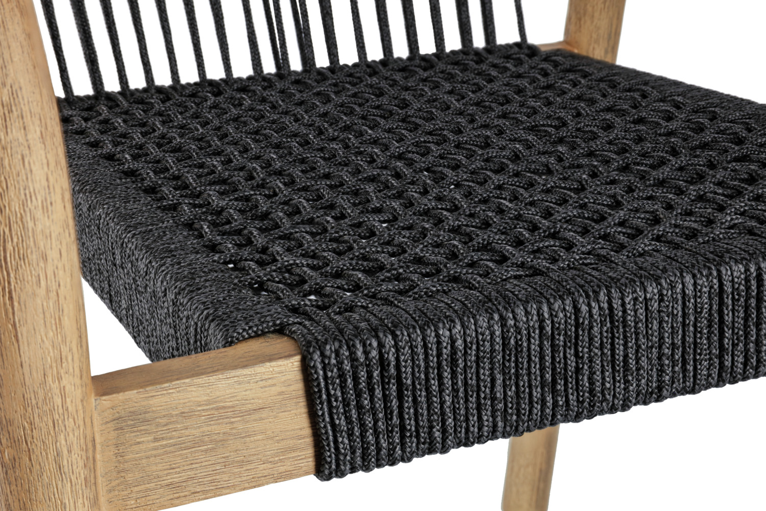 VEGA Kando Outdoor Catering Chair, Anthracite, FSC-certified Eucalyptus Wood Frame, Rope Wicker Seat and Back, Weatherproof, UV-resistant, Stackable, 58x58x75 cm