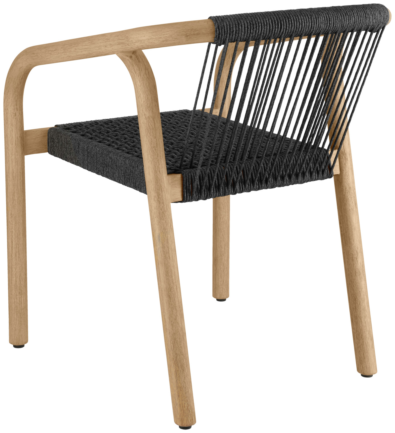 VEGA Kando Outdoor Catering Chair, Anthracite, FSC-certified Eucalyptus Wood Frame, Rope Wicker Seat and Back, Weatherproof, UV-resistant, Stackable, 58x58x75 cm