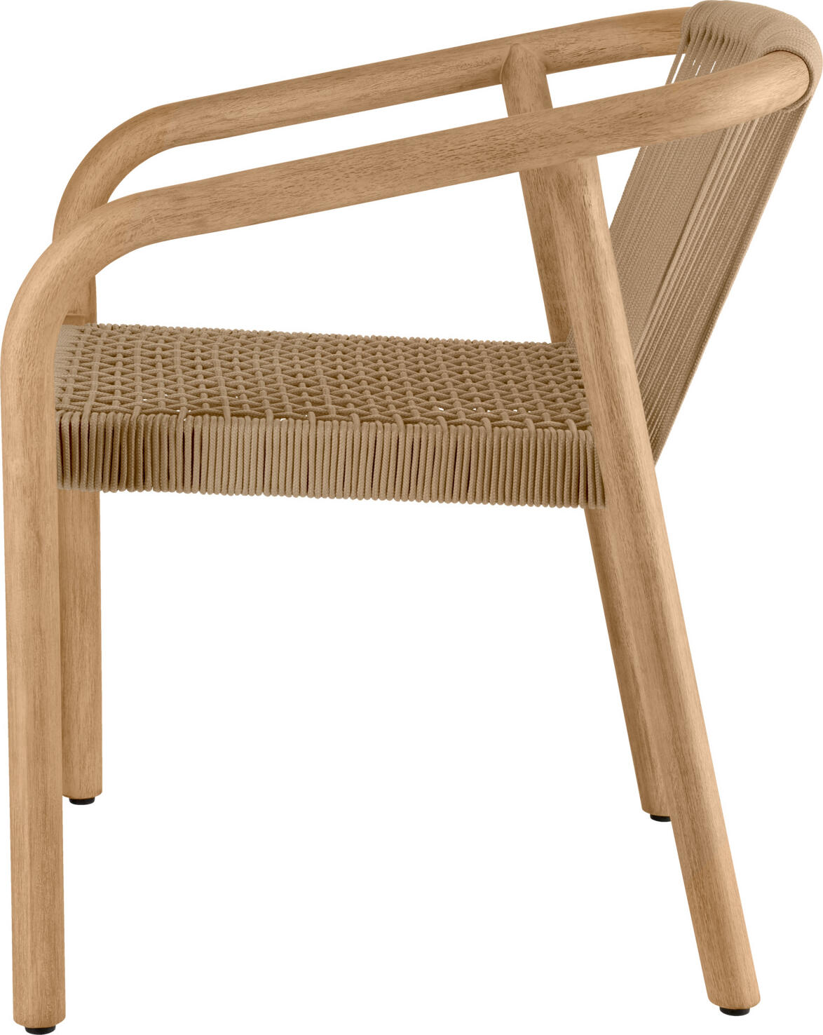 VEGA Kando Outdoor Catering Chair Set of 2, Natural FSC-certified Eucalyptus Wood Frame, Rope Wicker Seat and Back, Weatherproof, UV-resistant, Stackable, 58x58x75 cm
