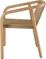 VEGA Kando Outdoor Catering Chair Set of 2, Natural FSC-certified Eucalyptus Wood Frame, Rope Wicker Seat and Back, Weatherproof, UV-resistant, Stackable, 58x58x75 cm