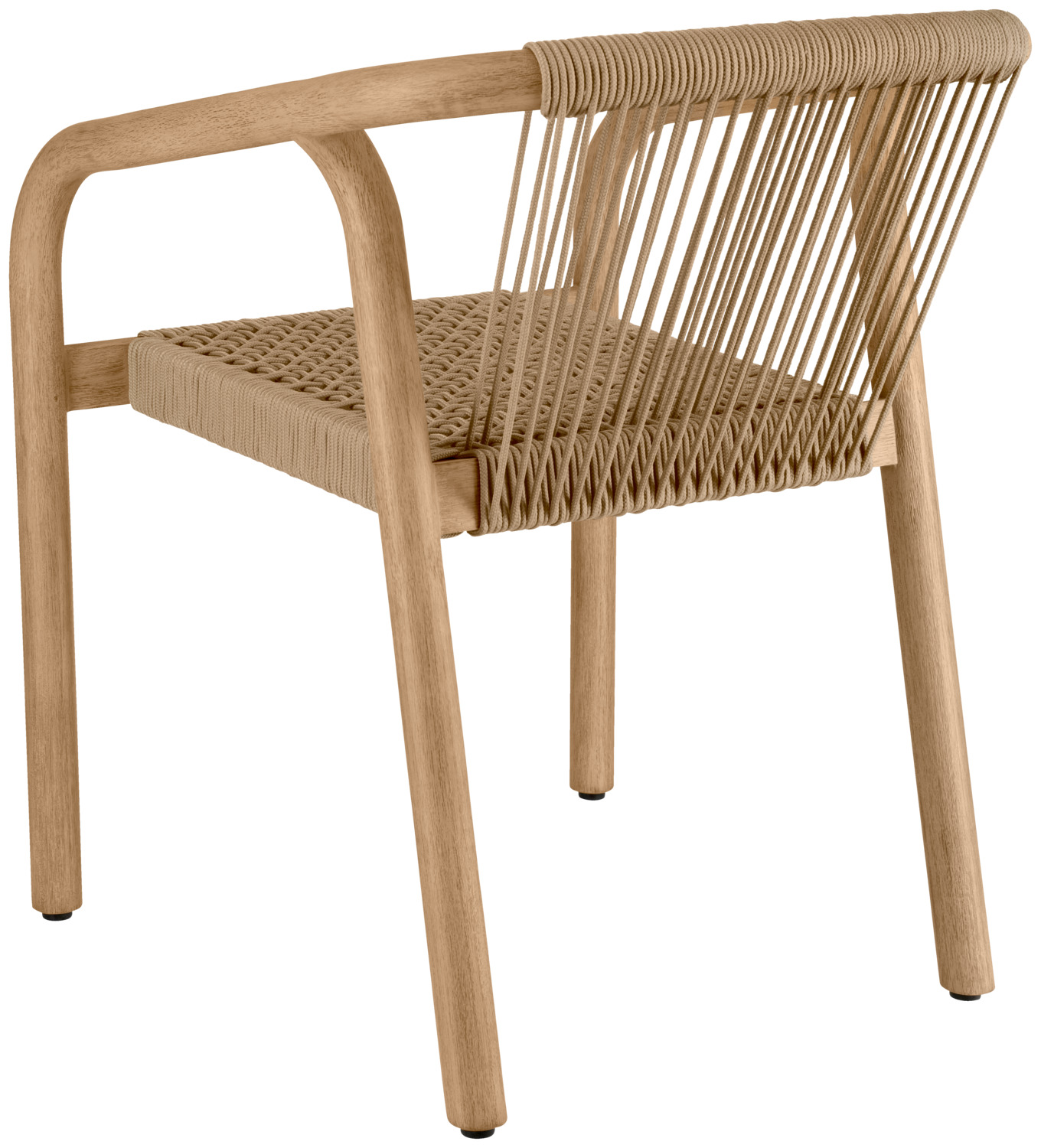 VEGA Kando Outdoor Catering Chair Set of 2, Natural FSC-certified Eucalyptus Wood Frame, Rope Wicker Seat and Back, Weatherproof, UV-resistant, Stackable, 58x58x75 cm