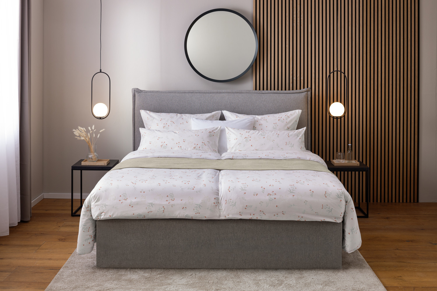 ERWIN M. LUSINI Solutions GmbH Iseo Bed Linen Set, 40 x 40 cm, 100% Cotton Renforce, 144 TC, Modern Floral Pattern, Easy-Care and Hard-Wearing