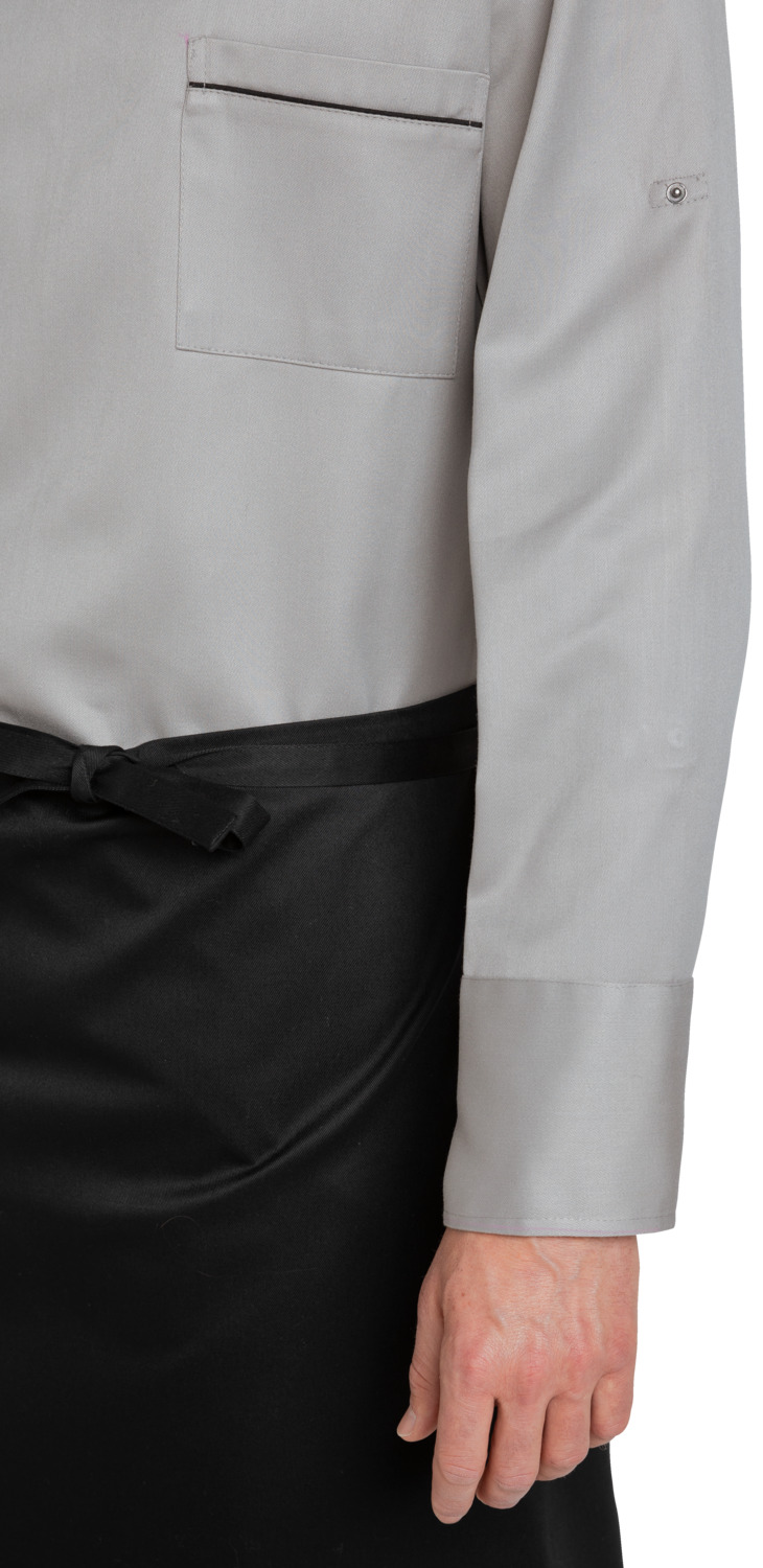 Pulsiva Amadeus Men's Chef's Jacket, Size 44/46, Long Roll-up Sleeves, 65% Polyester 35% Cotton, 195 g/m², Press Stud Fastening, Breast Pocket, Straight Cut