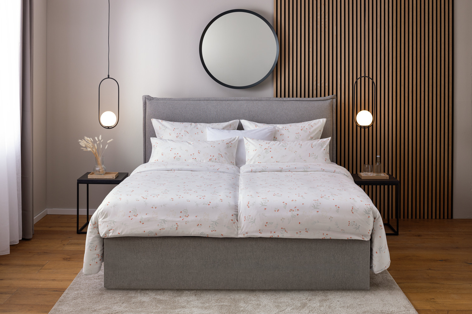 ERWIN M. LUSINI Solutions GmbH Iseo Bed Linen Set, 60 x 90 cm, Hotel closure, 100% Cotton Renforce, 144 TC, Modern Floral Pattern, Easy-Care and Hard-Wearing