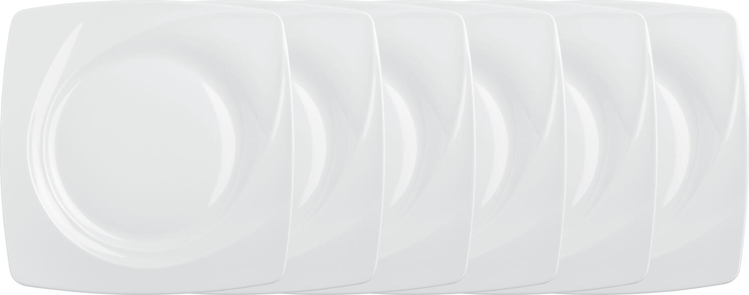 VEGA Vilano White Porcelain Flat Plate, Square with Round Inner Surface, 27 x 27 cm, Robust, Dishwasher and Microwave Safe