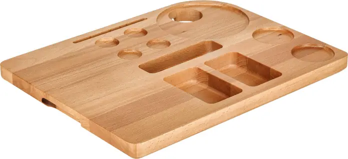 Pulsiva Savo II Hotel Welcome Tray, Natural Color, Water-Resistant Lacquered Beech Wood, 45 x 35 x 3.3 cm, Capacity for Coffee Machine, Kettle, Cups and Capsules