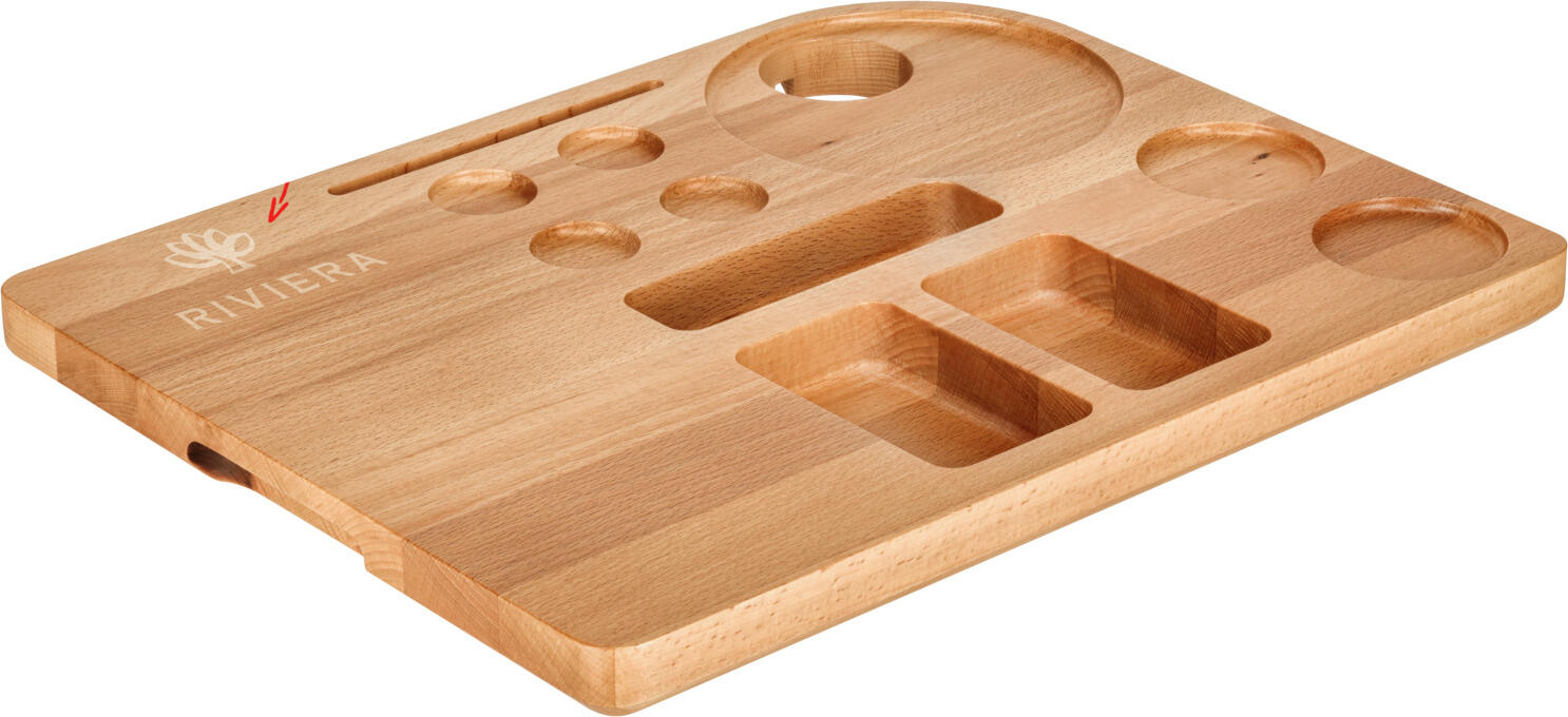 Pulsiva Savo II Hotel Welcome Tray, Natural Color, Water-Resistant Lacquered Beech Wood, 45 x 35 x 3.3 cm, Capacity for Coffee Machine, Kettle, Cups and Capsules