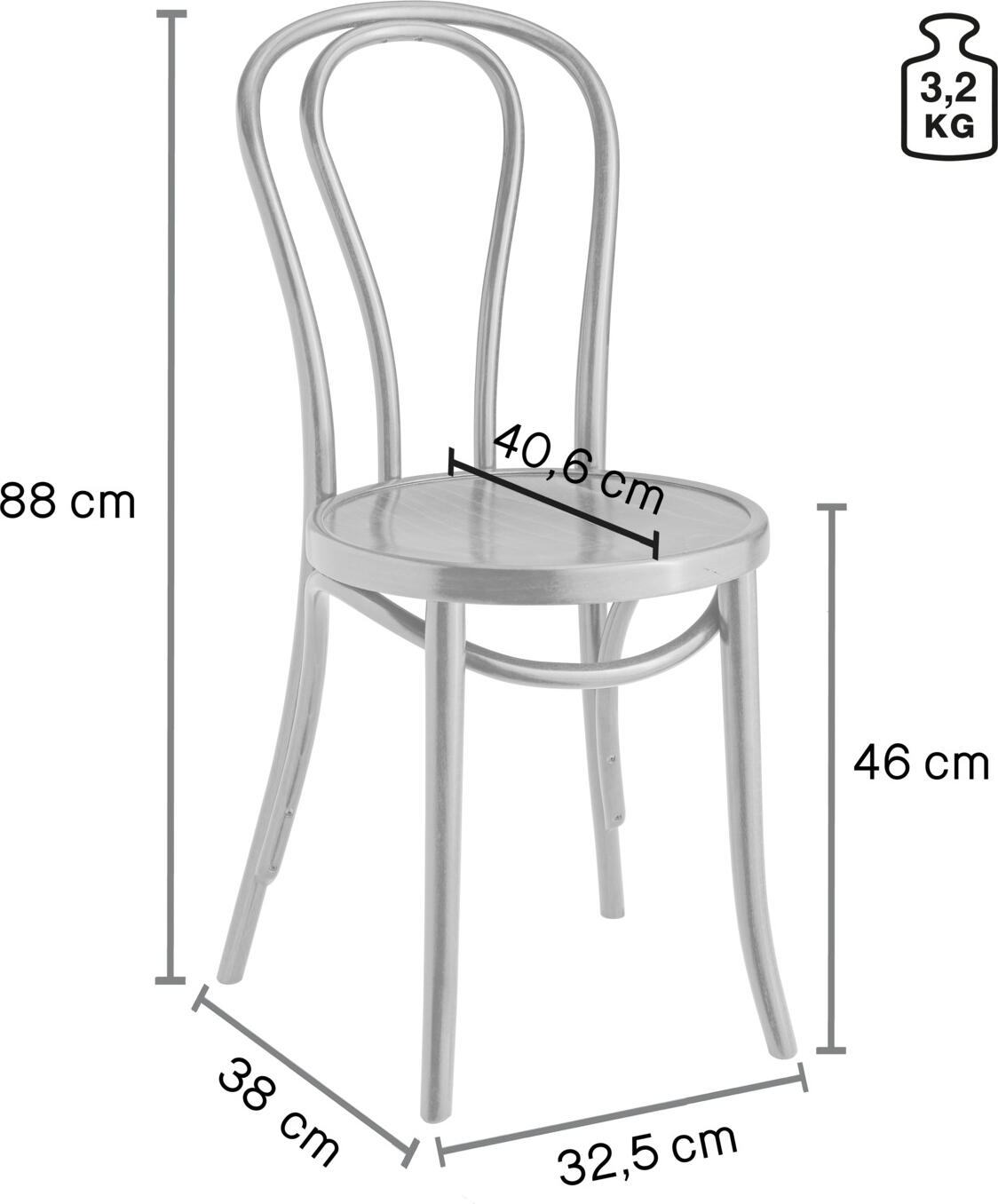 VEGA Charles Bentwood Chair, Solid Beech Wood, Curved Backrest, Stained and Lacquered Finish, 44 x 53.5 x 88 cm, Max Load 160 kg, FSC-certified