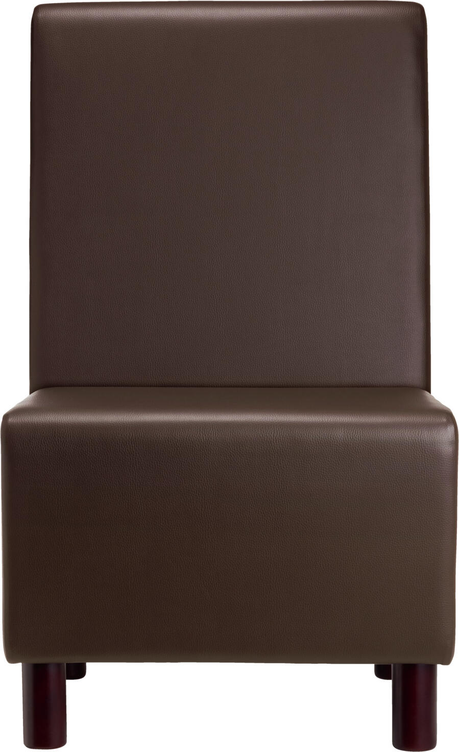 VEGA LUSINI Solutions GmbH Upholstered bench Medley 1-seater Polsterbank Medley 1-Sitzer Upholstered bench Medley 1-seater; 60x62x102 cm (WxDxH); seat brown, base beech wenge Polsterbank Medley 1-Sitzer; 60x62x102 cm (BxTxH); Sitz braun, Gestell buche wenge Upholstered bench made of solid stained beech wood with imitation leather upholstery. High backrest and full upholstery ensure pleasant seating comfort. Easy-care, abrasion-resistant and fire-retardant cover. Can be linked with other elements using linking fittings. Please order separately. Only suitable for indoor use. Supplied partially assembled - simply screw on the legs. Order matching corner element separately. Polsterbank aus massivem gebeiztem Buchenholz mit Kunstlederbezug. Hohe Rückenlehne und Vollpolsterung sorgen für angenehmen Sitzkomfort. Pflegeleicht, abriebfest und feuerhemmender Bezug. Verkettung mit anderen Elementen durch Verkettungsbeschlag. Bitte separat bestellen. Nur für den Innenbereich geeignet. Lieferung erfolgt teilmontiert - Beine einfach anschrauben. Passendes Eckelement gleich dazu bestellen.