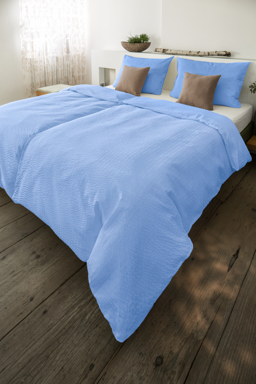 Husa pentru perna ERWIN M. LUSINI Mallorca, 100% bumbac seersucker, 70 x 90 cm, Fermoar, Respirabila, Fara calcate, OEKO-TEX Standard 100