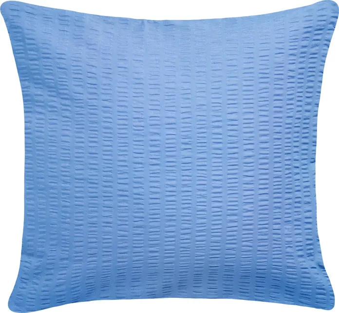 Husa pentru perna LUSINI Mallorca 40x40 cm, 100% bumbac seersucker, respirabila, fara calcate, OEKO-TEX Standard 100, albastru deschis