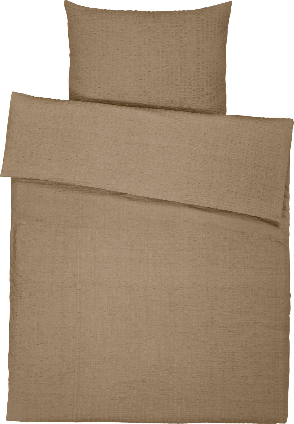 Erwin M. Lusini Mallorca Pillowcase, 100% Cotton Seersucker, 65 x 100 cm, Brown, Zip Fastener, Non-Iron Easy-Care, OEKO-TEX Standard 100, Professional Use