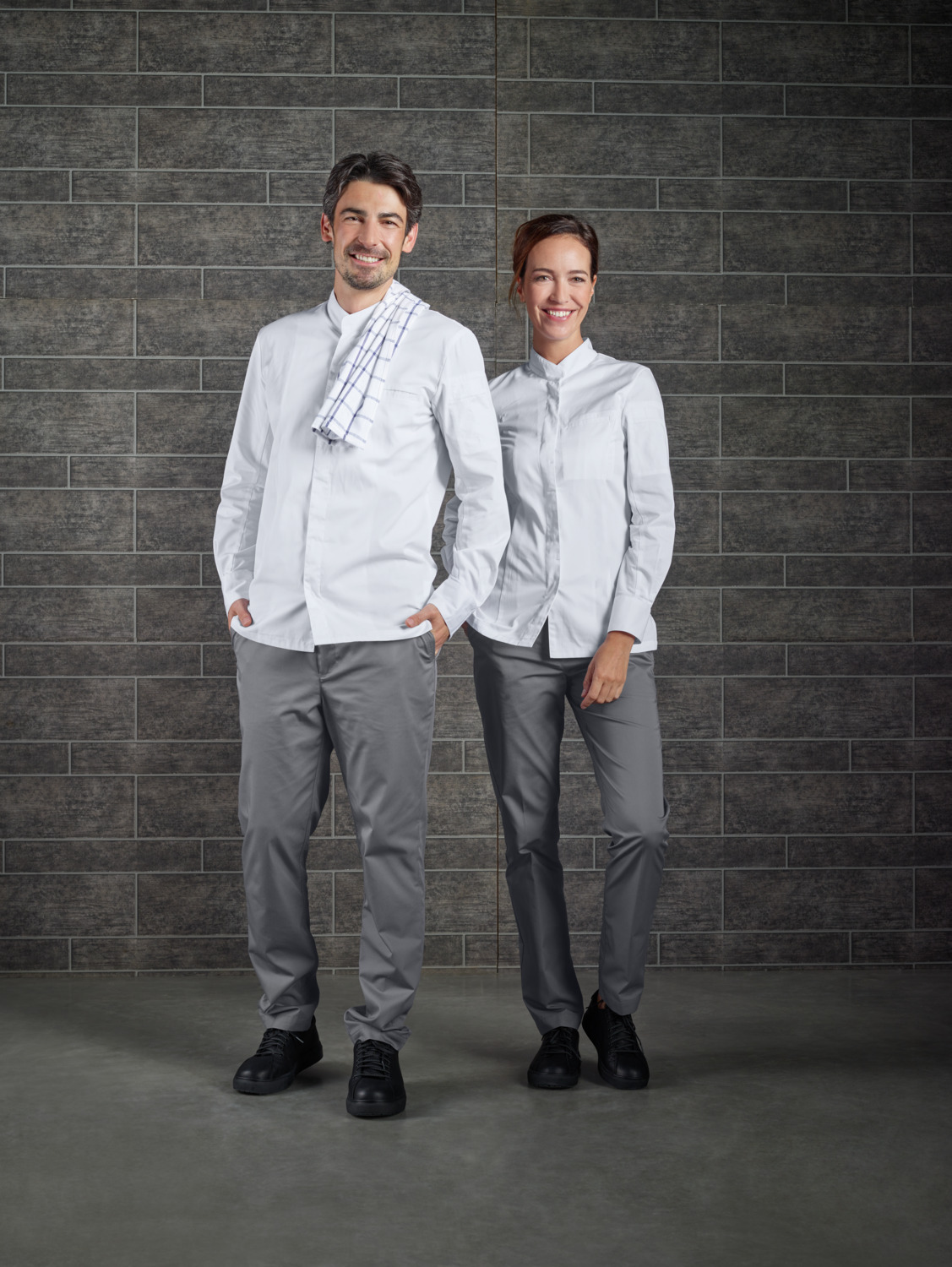 Jobeline Marco Men's Chef's Jacket, White, 65% Polyester 35% Cotton, Breathable Pique Back, Concealed Snap Buttons, OEKO-TEX Standard 100