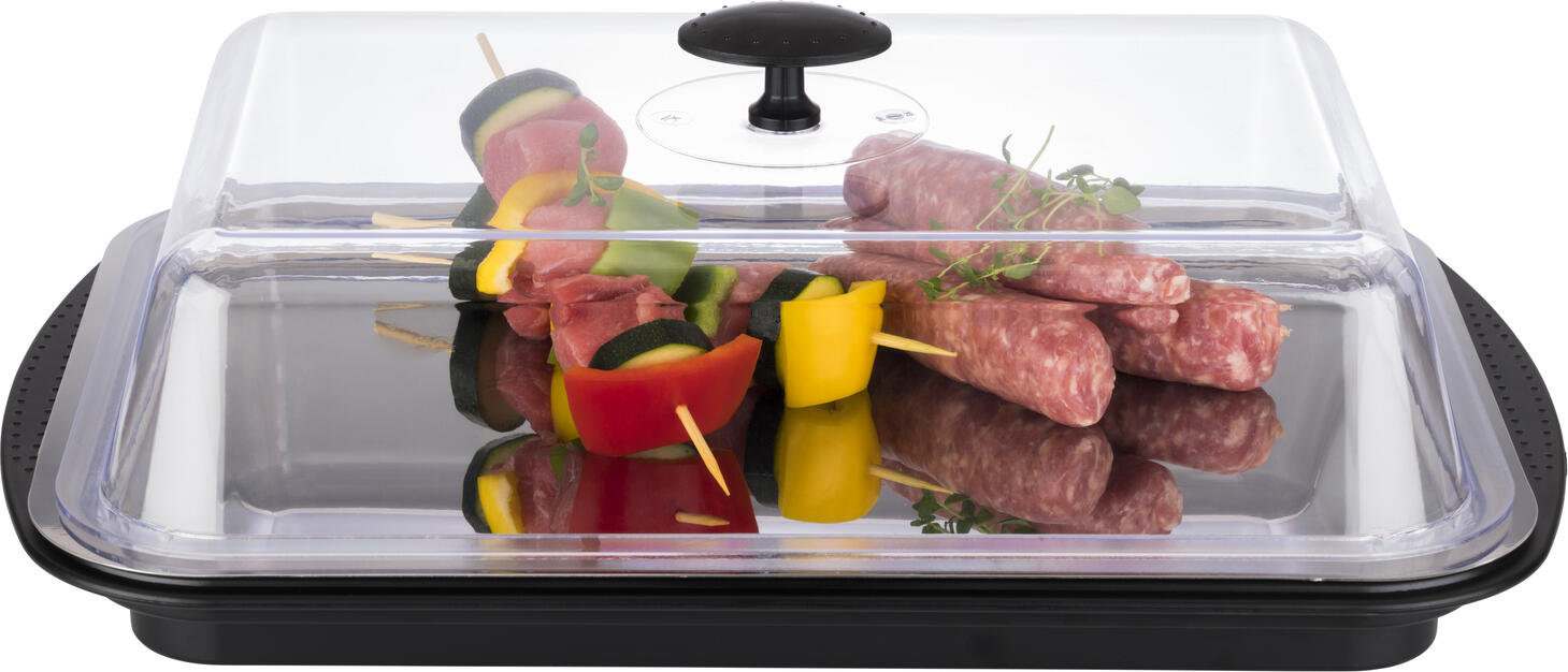 APS Thermo Tray Set Rectangular 43x29x14 cm, Stainless Steel 18/0 and Polystyrene, with Ice Packs, Cover and Strap, Dishwasher Safe, Made in Germany