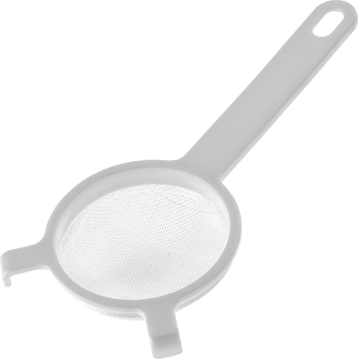 Westmark Westmark GmbH Sieve Spezial Sieb Spezial Sieve Spezial; 8 cm (Ø); white Sieb Spezial; 8 cm (Ø); weiß Lightweight plastic sieve with two practical support hooks for a secure hold. Resistant synthetic fabric (PE). Suiatble for dishwashers. Leichtes Kunststoffsieb mit zwei praktischen Auflagehaken für sicheren Halt. Resistentes Synthetik-Gewebe (PE). Spülmaschinengeeignet.