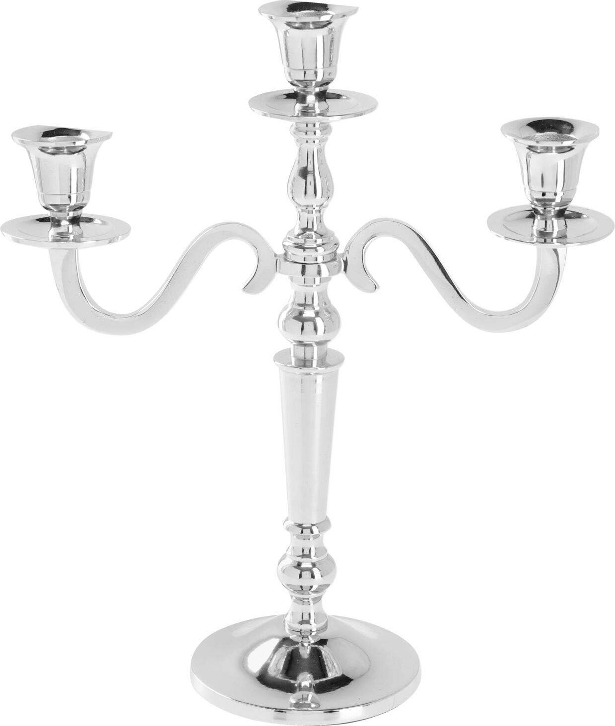 unknown LUSINI Solutions GmbH Candle holder Abeer 3-armed Kerzenhalter Abeer 3-armig Candle holder Abeer 3-armed; 26.5x10.5x29.5 cm (LxWxH); silver Kerzenhalter Abeer 3-armig; 26.5x10.5x29.5 cm (LxBxH); silber 3-armed candle holder made of cast aluminum. 3-armiger Kerzenhalter aus Gussaluminium.