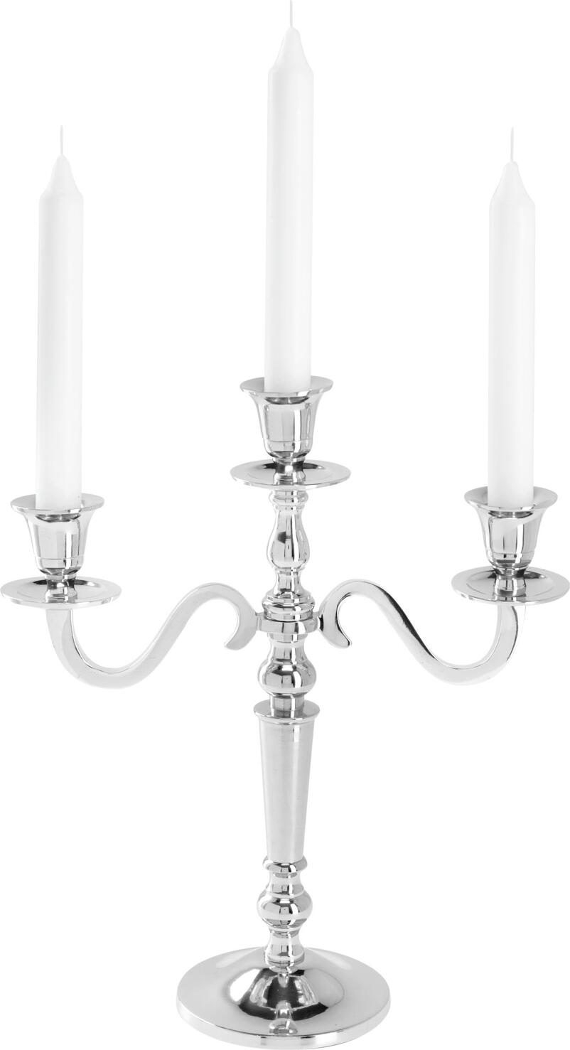 Vega Abeer 3-Armed Candle Holder, Cast Aluminum, Silver, 26.5 x 10.5 x 29.5 cm