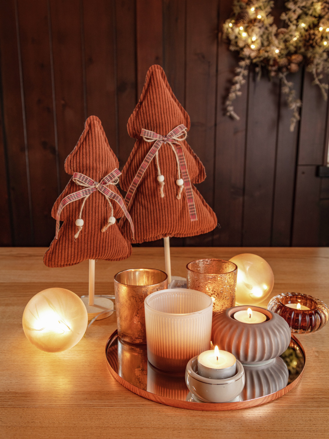 Vega Nazan Porcelain Tealight Holder, Brown Ribbed Round Design, 9.8 cm Diameter, 5 cm Height, Dishwasher Safe