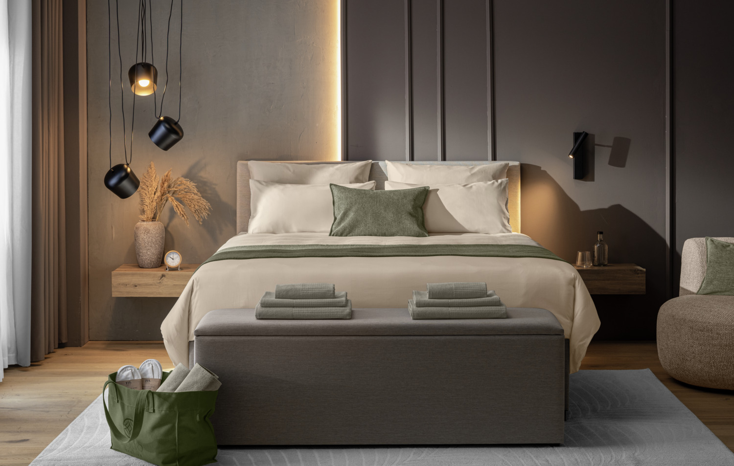Husa Perna ERWIN M. Scalea, 100% Bumbac Satin Fin, 300 TC, 65x100 cm, Bej, Închidere Hotelieră Laterală, Certificare OEKO-TEX Standard 100
