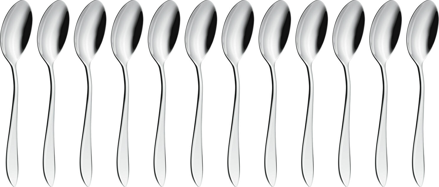 VEGA Salerno Coffee Spoon, 18/10 Chrome-Nickel Stainless Steel, Mirror Polished, 13.3 cm, Timeless Modern Design, Dishwasher Safe