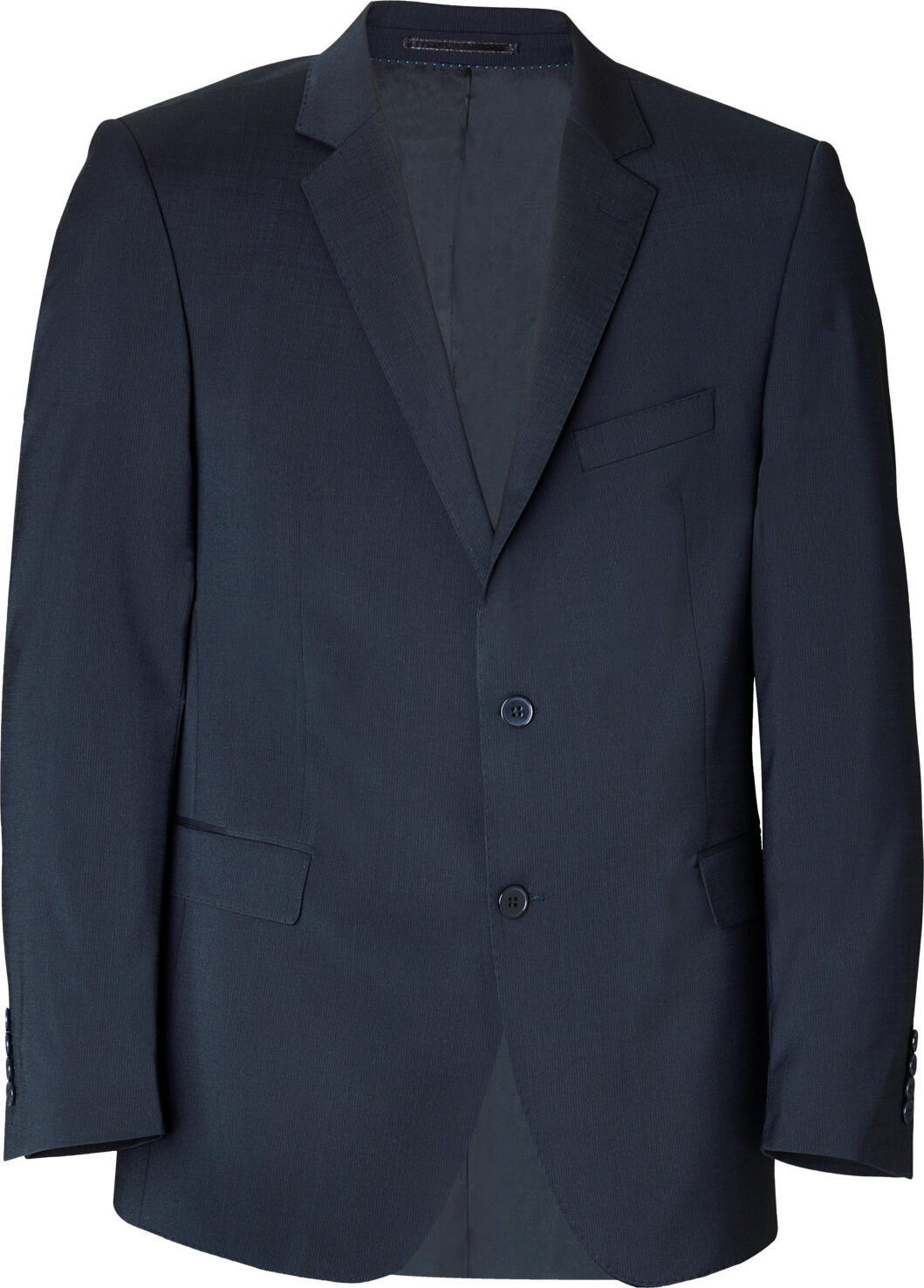 JOBELINE LUSINI Solutions GmbH Men's jacket Piero Herrensakko Piero Men's jacket Piero; Size 54; dark-blue Herrensakko Piero; Kleidergröße 54; dunkelblau 38% polyester, 30% wool, 30% viscose, 2% spandex. 2-button jacket with integrated placket pockets and lapel collar, 2-seam arm with attached decorative buttons on cuff, completely lined. Elaborately inserted inner pockets and stylishly refined inner piping. Back length: 76 cm for size 50. Sakko Piero 2-Knopf-Sakko mit eingearbeiteten Pattentaschen und Reverskragen, 2-Naht-Arm mit aufgesetzten Zierknöpfen an Manschette, komplett abgefüttert. Aufwendig eingearbeitete Innentaschen und stilvoll veredelte Innenpaspelierung. Rückenlänge bei Gr. 50 ca. 76 cm. Material: 38 % Polyester, 30 % Wolle, 30 % Viskose, 2 % Elasthan.