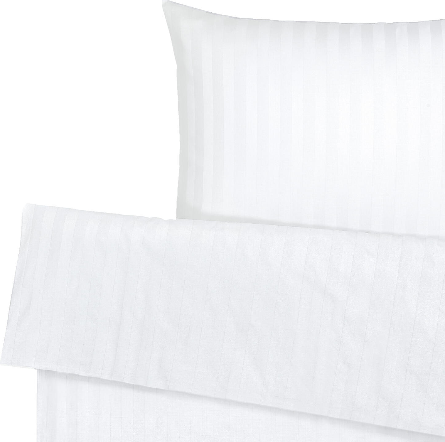 ERWIN M. LUSINI Rom-Meran Bed Linen Set, 100% Mercerized Cotton Damask, 200 TC, White Classic Stripe, 135x200 cm Duvet Cover, 40x80 cm Pillowcase