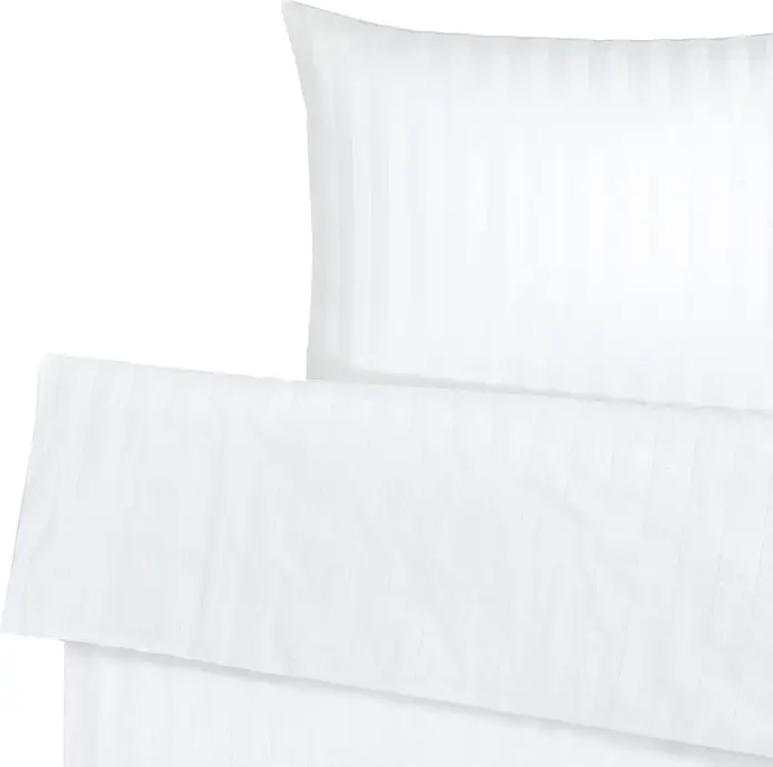 ERWIN M. LUSINI Rom-Meran Bed Linen Set, 100% Mercerized Cotton Damask, 200 TC, White Classic Stripe, 135x200 cm Duvet Cover, 40x80 cm Pillowcase