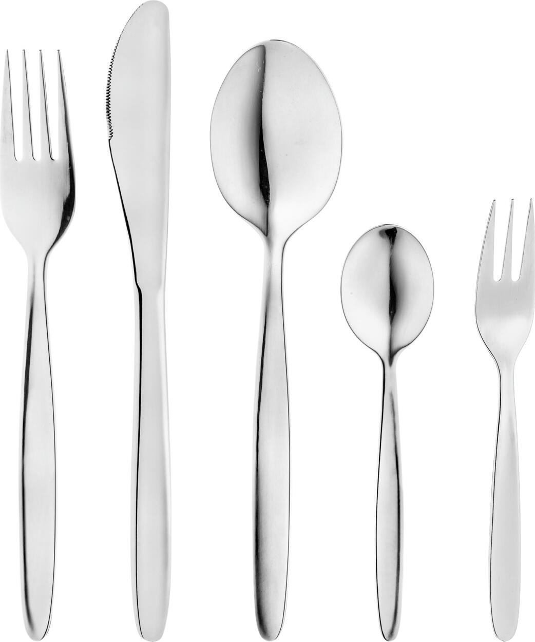 PULSIVA LUSINI Solutions GmbH Sample set of cutlery Palermo 5-piece Mustergarnitur Besteck Palermo 5-teilig Sample set of cutlery Palermo 5-piece; silver, handle silver Mustergarnitur Besteck Palermo 5-teilig; silber, Griff silber Use our sample service. The following samples are included: Table spoon Table fork Table knife Mono. 13/0 Coffee spoon Cake fork Sample items are priced with a nominal charge, if you are not satisfied we will refund the nominal charge. Please contact our customer service. Nutzen Sie unseren Musterservice und bestellen Sie die fünfteilige Mustergarnitur zur unser Besteckserie Palermo. Folgende Muster sind enthalten: Menülöffel Menügabel Menümesser 13/0 Kaffeelöffel Kuchengabel Musterartikel sind mit einer Schutzgebühr bepreist, bei Nichtgefallen erstatten wir Ihnen die Schutzgebühr zurück. Bitte nehmen Sie hierzu Kontakt zu unserem Kundenservice auf.