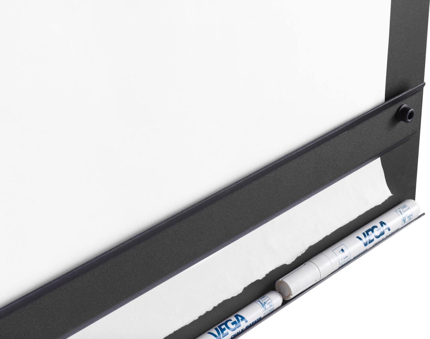 Lusini Rolloteo Wall-Mounted Inscribable Menu Board, Powder-Coated Aluminum, Anthracite, 60 x 89.5 x 11.2 cm, with Tear-Off Edge and Pen Shelf