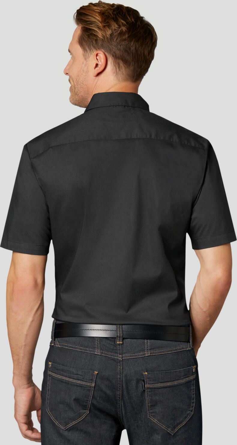 Jobeline Noah Men's Short Sleeve Shirt, Cotton-Polyester Blend, Concealed Button Placket, Kent Collar, Extra-Long Back, OEKO-TEX Standard 100