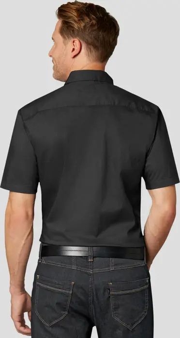 Jobeline Noah Men's Short Sleeve Shirt, Cotton-Polyester Blend, Concealed Button Placket, Kent Collar, Extra-Long Back, OEKO-TEX Standard 100