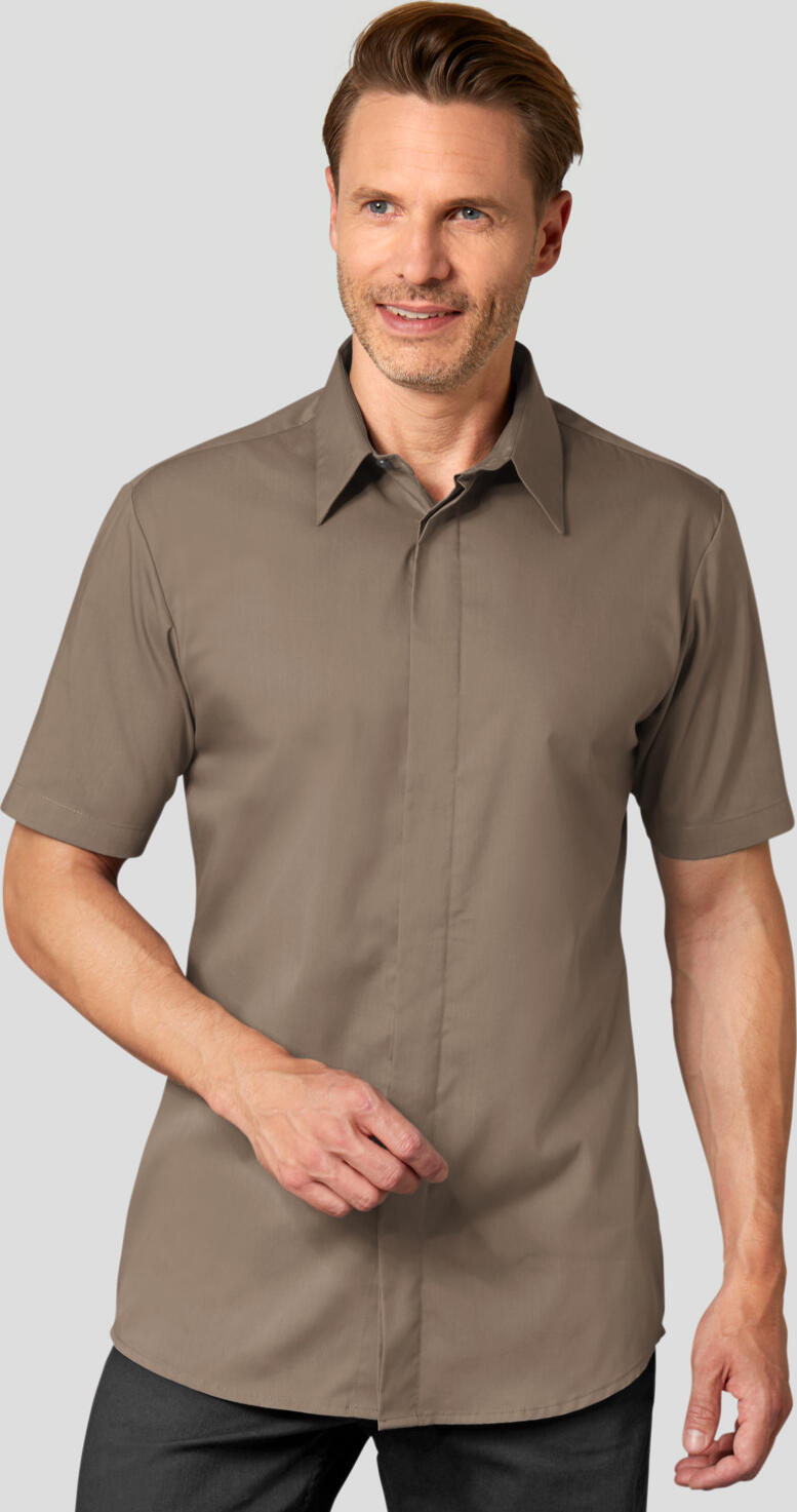 Jobeline Noah Men's Short Sleeve Shirt, Cotton-Polyester Blend, Classic Kent Collar, Concealed Placket, Easy-Care Tailored Fit, OEKO-TEX Certified