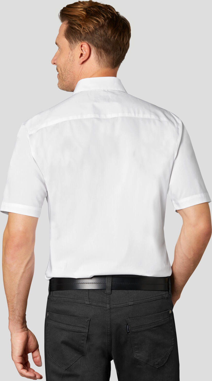 JOBELINE Noah Men's Short Sleeve Shirt, Cotton-Polyester Blend, Classic Kent Collar, Concealed Placket, Tailored Fit, Easy-Iron, OEKO-TEX Standard 100