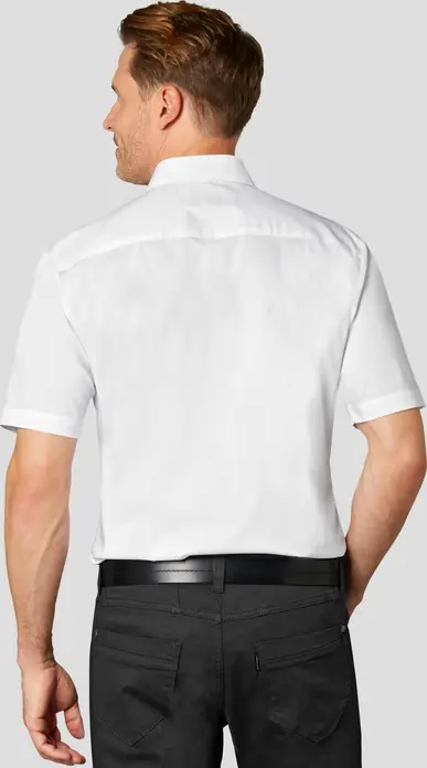 JOBELINE Noah Men's Short Sleeve Shirt, Cotton-Polyester Blend, Classic Kent Collar, Concealed Placket, Tailored Fit, Easy-Iron, OEKO-TEX Standard 100