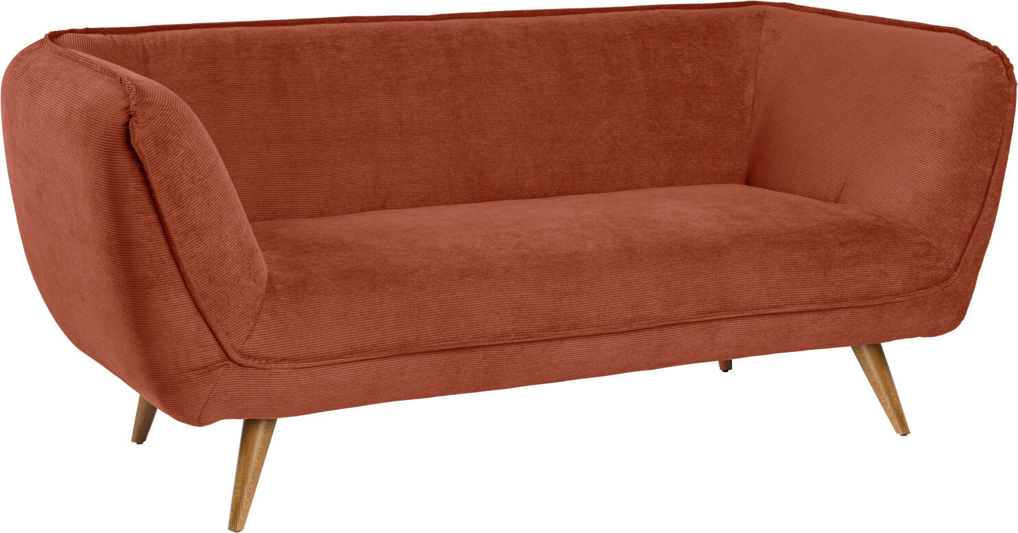VEGA Kelso 3-Seater Sofa, Corduroy Fabric Upholstery, Natural Beech Wood Legs, 183x88x76 cm, High Abrasion Resistance 100,000 Martindale, Ribbed Texture