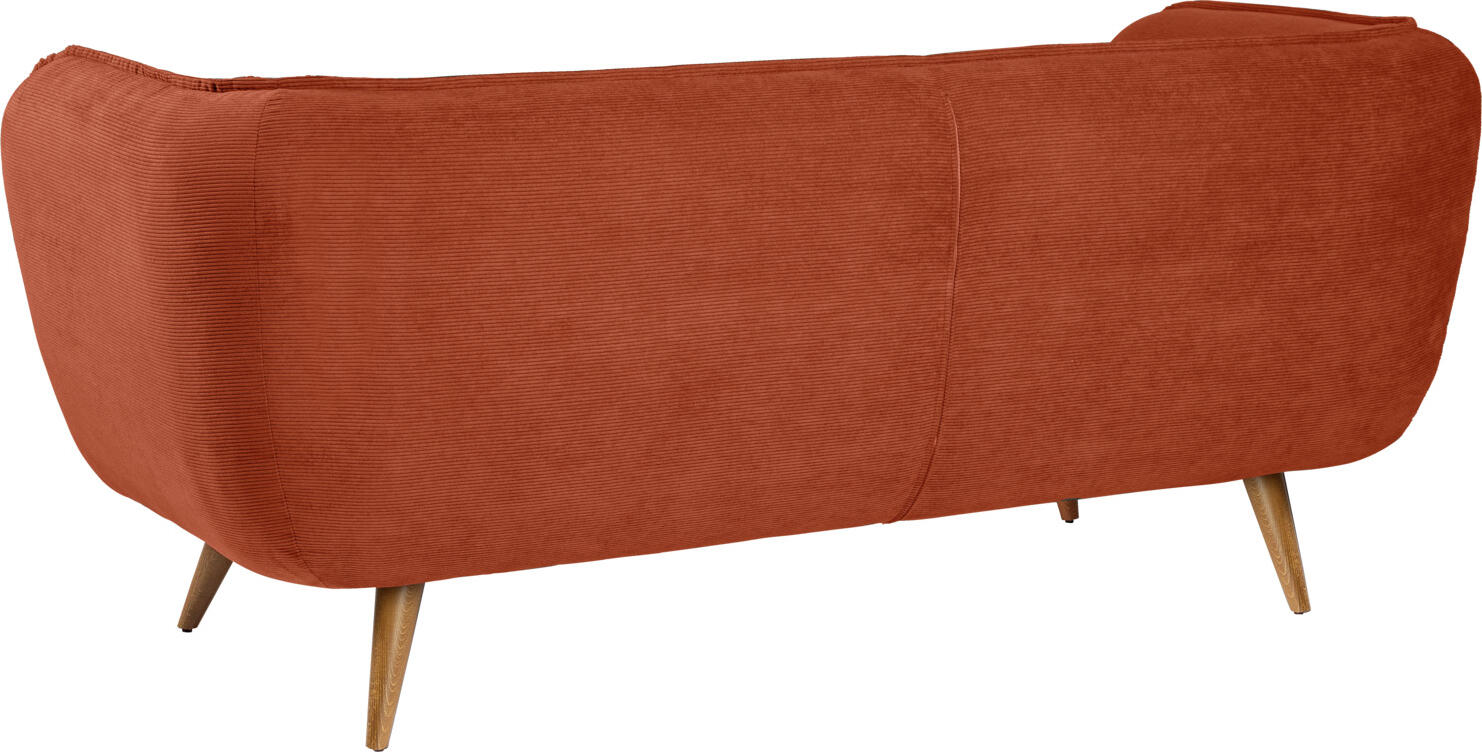 VEGA Kelso 3-Seater Sofa, Corduroy Fabric Upholstery, Natural Beech Wood Legs, 183x88x76 cm, High Abrasion Resistance 100,000 Martindale, Ribbed Texture