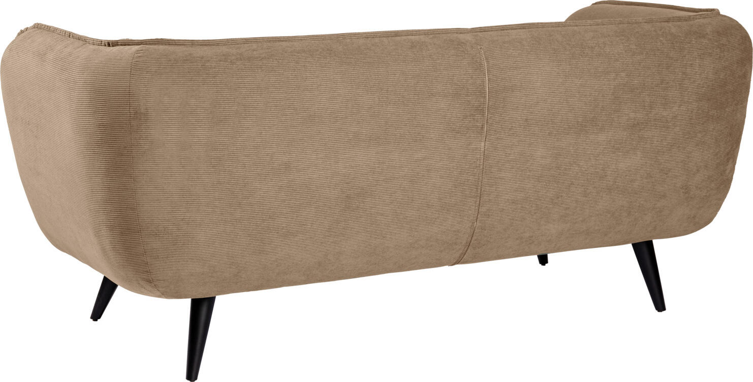 VEGA Kelso 3-Seater Sofa, Corduroy Fabric, Taupe, Black Lacquered Beech Wood Legs, 183x88x76 cm, 100,000 Martindale Abrasion Resistance, Lobby Furniture