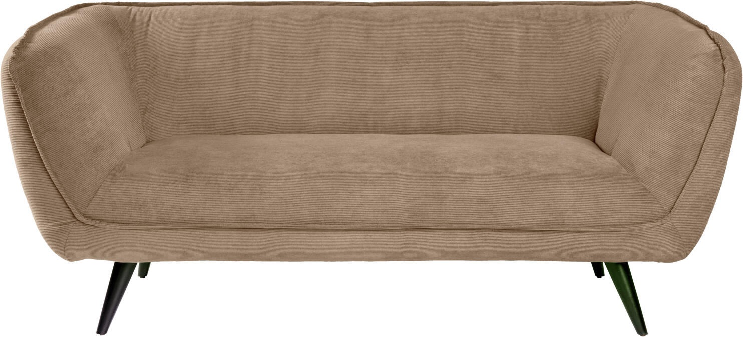 VEGA Kelso 3-Seater Sofa, Corduroy Fabric, Taupe, Black Lacquered Beech Wood Legs, 183x88x76 cm, 100,000 Martindale Abrasion Resistance, Lobby Furniture