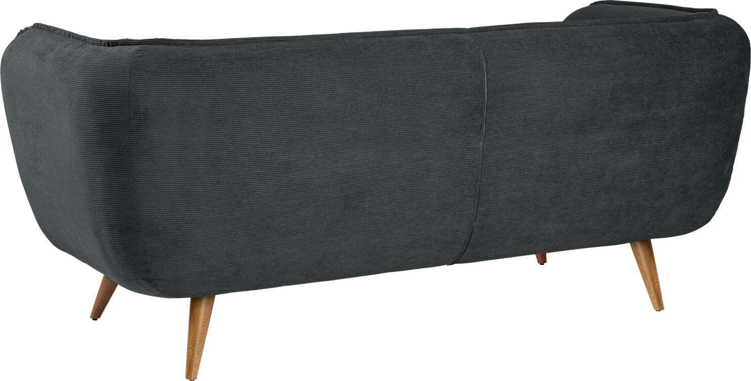 Canapea VEGA Kelso cu 3 locuri, materiale corduroy antracit, picioare din lemn de fag natural, 183x88x76 cm, rezistenta la abraziune 100.000 Martindale