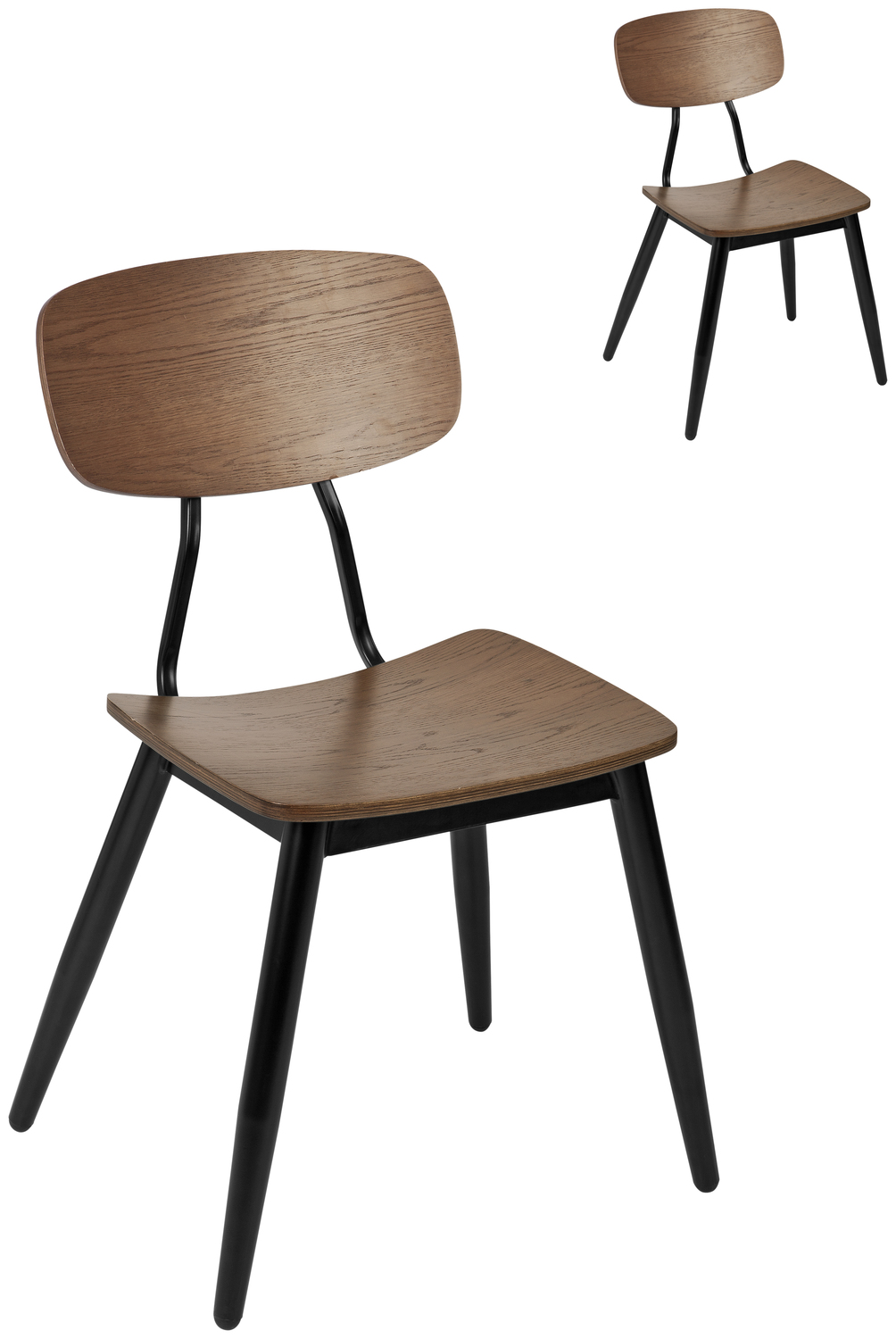 Scaun Ergonomic Vintage VEGA Scola, Scaun din Placaj de Frasin si Cadru din Otel Lacuit Negru, 50x47x85 cm, pentru Restaurante si Cafenele