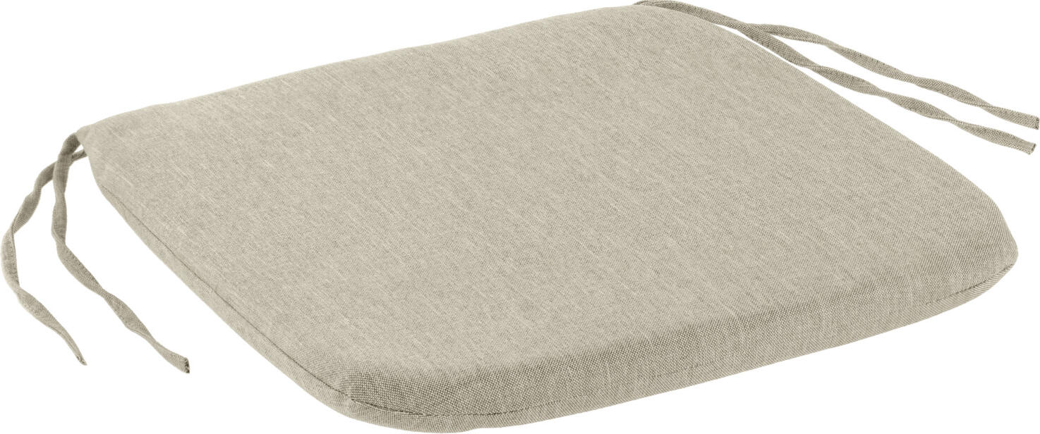 VEGA LUSINI Solutions GmbH Seat cushion Lineares without back cushion Sitzkissen Lineares ohne Rückenpolster Seat cushion Lineares without back cushion; 42x42x3 cm (WxLxH); beige mottled; 2 piece / pack Sitzkissen Lineares ohne Rückenpolster; 42x42x3 cm (BxLxH); beige meliert; 2 Stück / Pack Seat cushion made from 100 % olefin. Removable cover with zip on the back and washable at 30 °C. Olefin combines the look of cotton fabrics with the positive properties of synthetic fabrics, creating a cosy living room atmosphere in outdoor areas. Particularly sustainable, as the fibres used in Olefin production are 100% recyclable and therefore hardly any waste is produced during the manufacturing process. Fastened with two ties. Suitable for the Bavaria chair. Sitzkissen aus 100 % Olefin. Bezug durch Reißverschluss an der Rückseite abnehmbar und bei 30 °C waschbar. Olefin vereint die Optik von Baumwollstoffen mit den positiven Eigenschaften synthetischer Stoffe und sorgt somit für eine gemütliche Wohnzimmeratmosphäre im Outdoor-Bereich. Besonders nachhaltig, da die Fasern bei der Olefin Produktion zu 100 % wiederverwendbar sind und somit kaum Abfall während des Herstellungsprozesses entsteht. Befestigung mittels zwei Bindebändern. Passend für den Stuhl Bavaria.