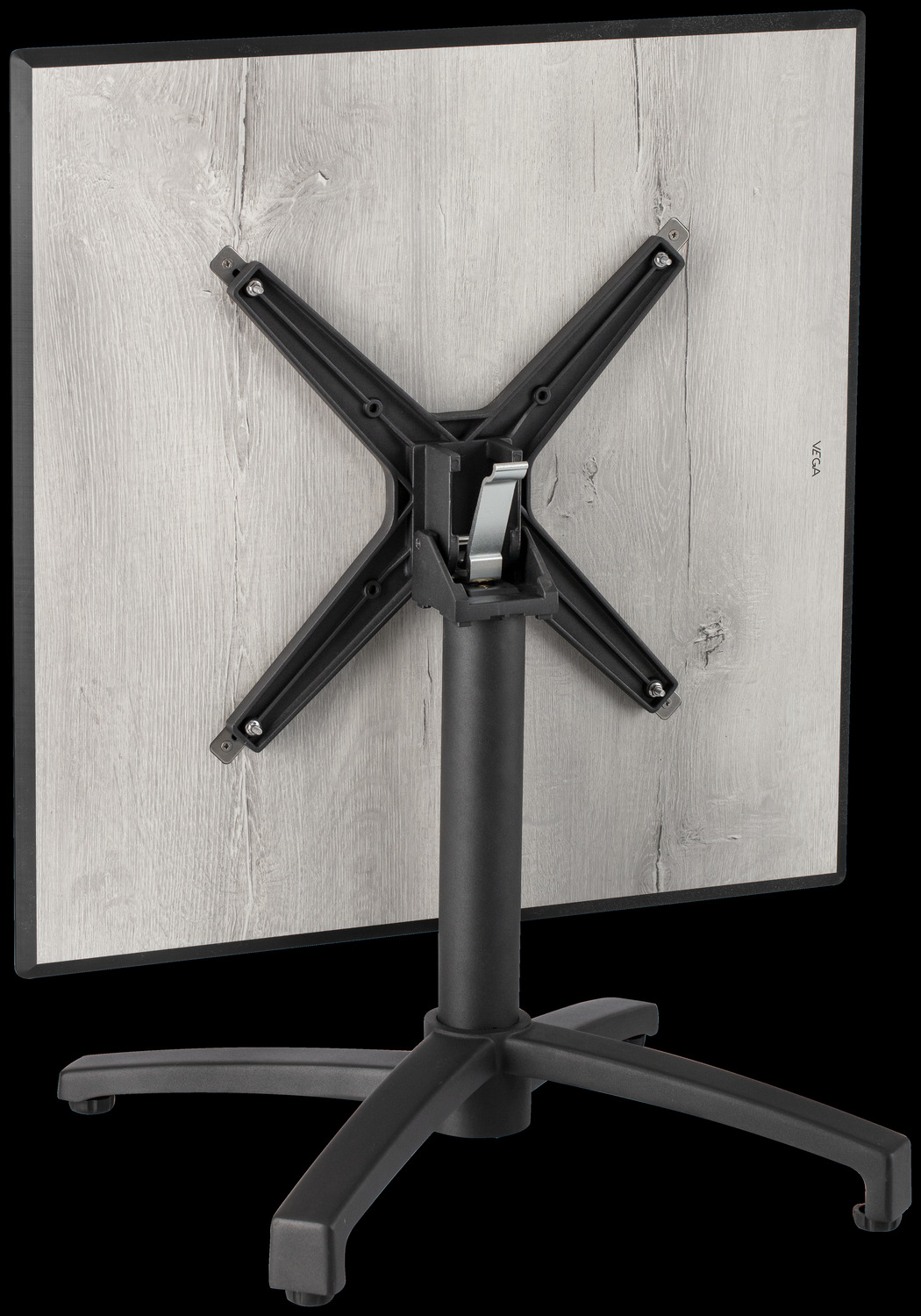 VEGA Taipa Outdoor Lounge Table Frame, Black Anodized Aluminium, 66 x 66 x 50 cm, Foldable Cross Top, Adjustable Leveling Feet, Weatherproof, UV-resistant