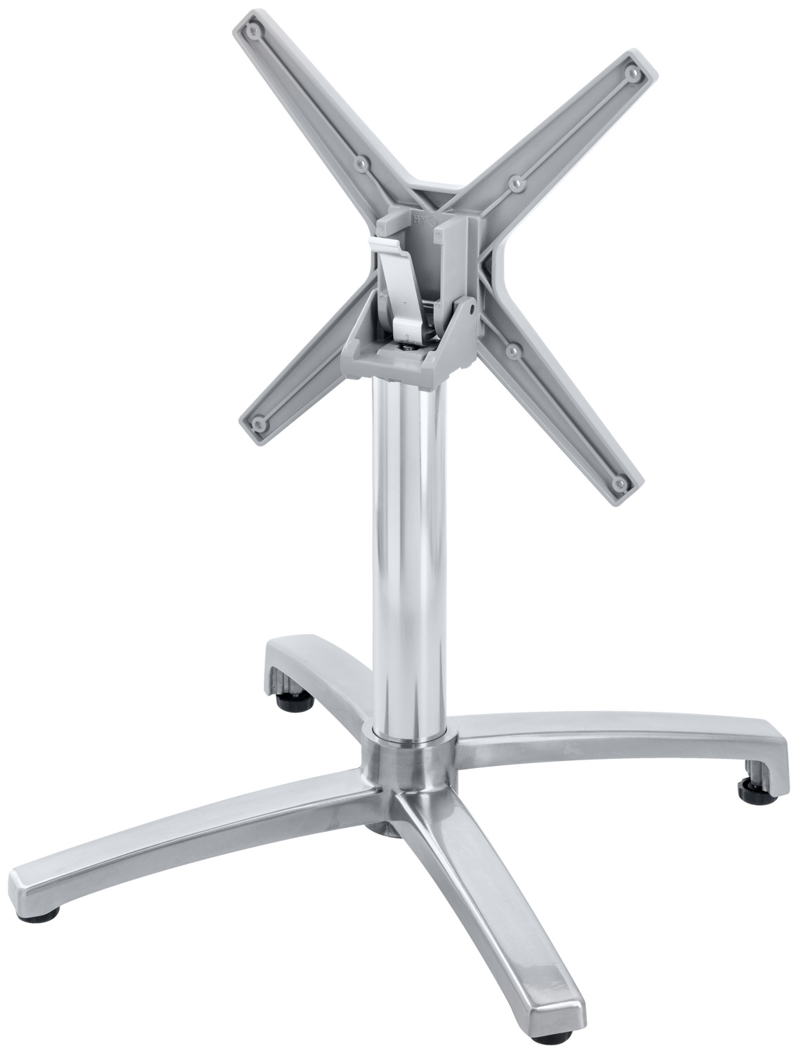 VEGA Taipa Outdoor Lounge Table Frame, Silver Anodized Aluminium, 66 x 66 x 50 cm, Foldable Cross Top, Adjustable Leveling Feet, Weatherproof, UV-resistant