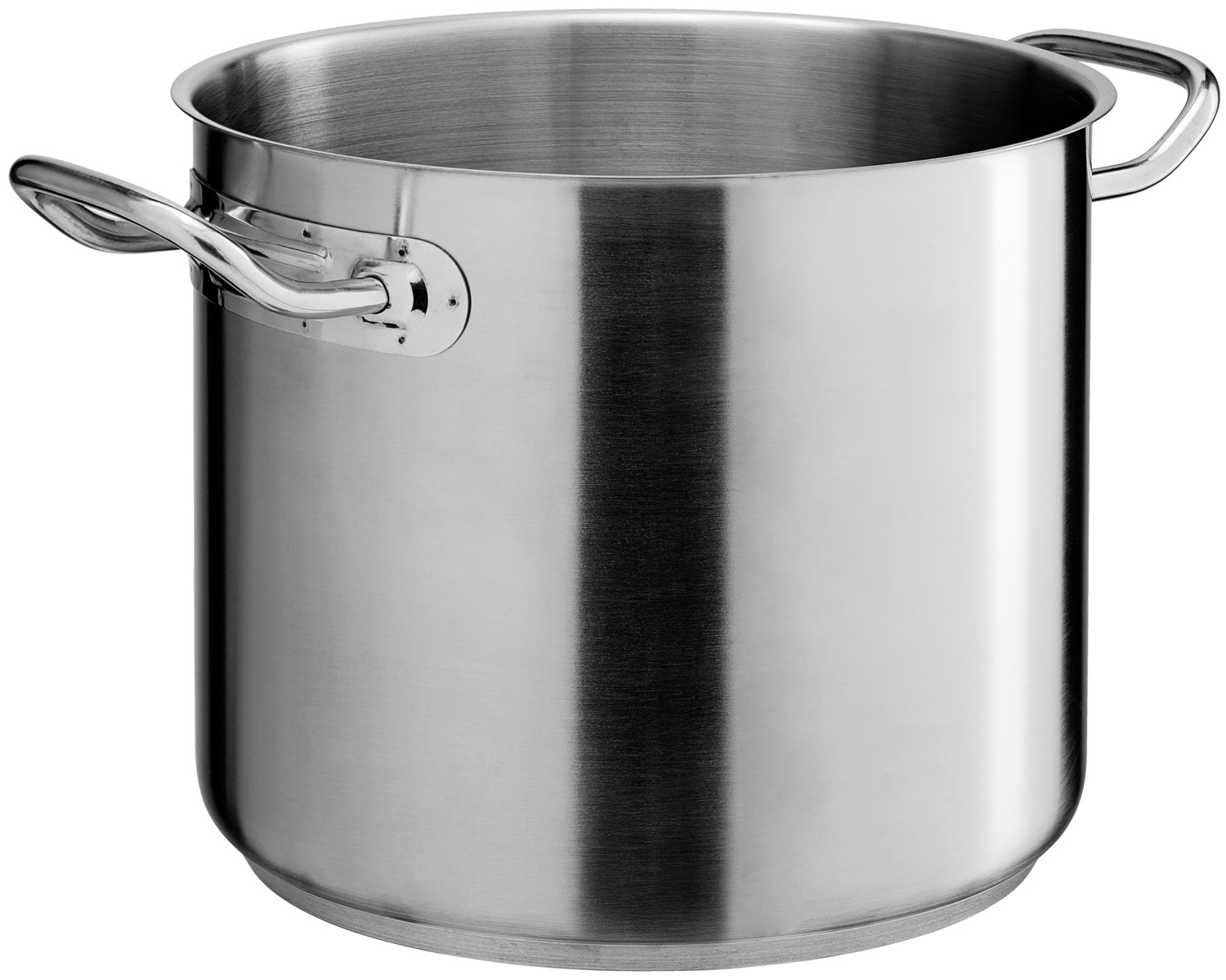 VEGA LUSINI Solutions GmbH Soup pot Professional Suppentopf Professional Soup pot Professional; 9.1 l, 24x20.5 cm (ØxH); silver; round Suppentopf Professional; 9.1 l, 24x20.5 cm (ØxH); silber; rund Matt brushed soup pot made of chrome-nickel stainless steel 18/10, with pouring rim for drip-free pouring. Spot welded solid handles prevent you from getting burned when lifting. Thick stainless steel bottom with 6 mm aluminum in sandwich technique for better heat conduction and storage. Suitable for all types of stoves. Supplied without lid. Suitable for dishwasher. Matt gebürsteter Suppentopf aus Chrom-Nickel-Edelstahl 18/10, rostfrei, mit Schüttrand zum tropffreien Ausgießen. Punktgeschweißte, massive Griffe verhindern, dass man sich beim Anheben verbrennt. Dicker Edelstahlboden mit 6 mm Aluminium in Sandwich-Technik für eine bessere Wärmeleitung und -speicherung. Für alle Herdarten geeignet. Lieferung ohne Deckel. Spülmaschinengeeignet.