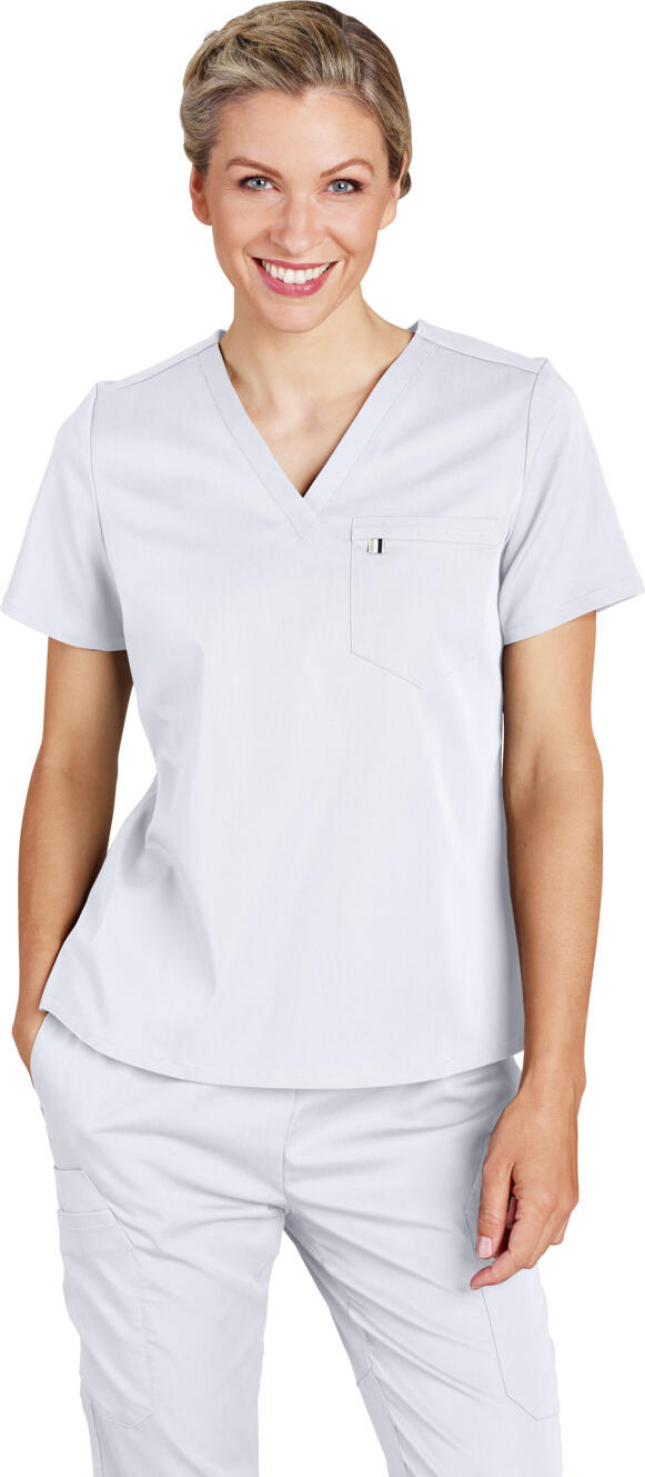 Jobeline Aversa Women's Tunic, V-Neck Short Sleeve Medical Scrub, Lyocell Tencel and Polyester, Breathable and Stretch, with Breast Pocket
